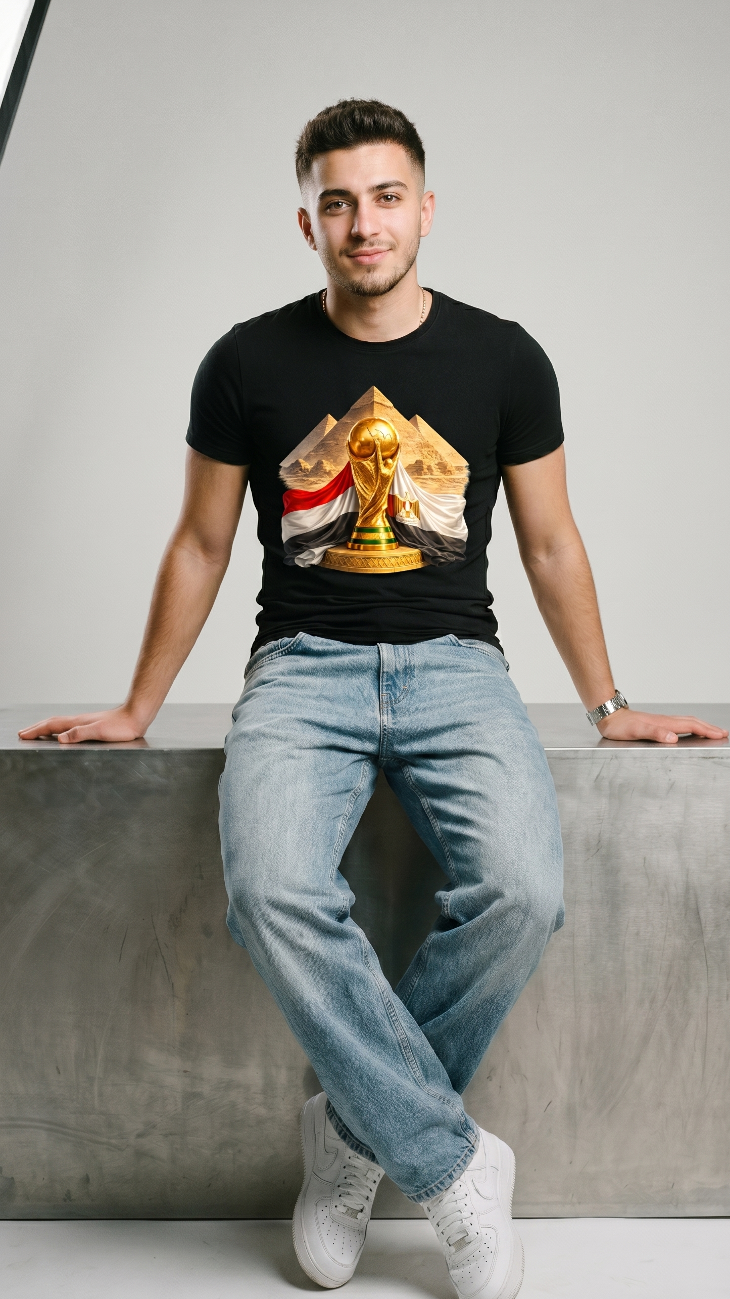 Egyptian-Tee-Featuring-Pyriamids of Giza- Black- Red- World Cup 2026